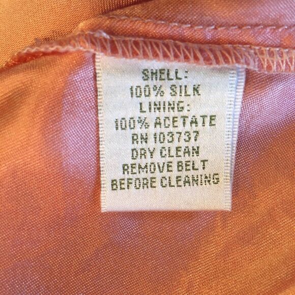 Donna Morgan Sz 2 Orange Coral Pink Dress Strapless Sweetheart Crinkle Silk - Picture 7 of 12